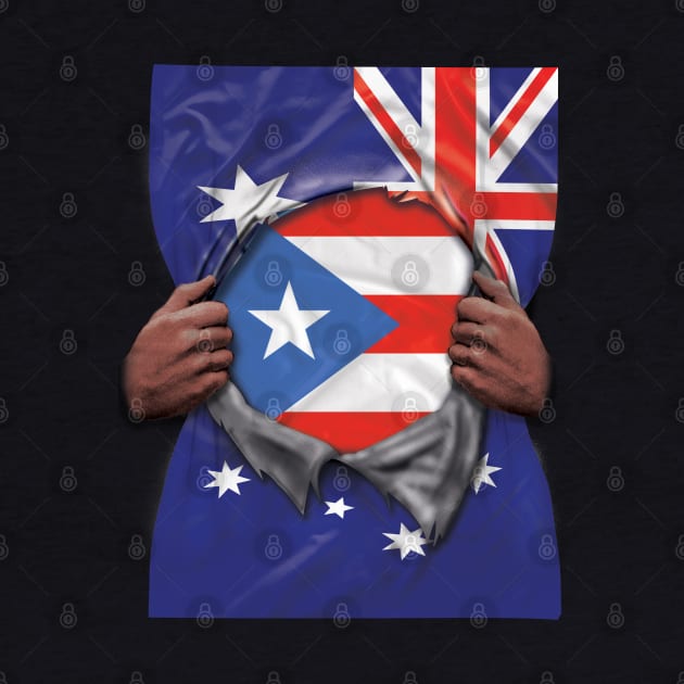 Puerto Rico Flag Australian Flag Ripped - Gift for Puerto Rican From Puerto Rico by Country Flags